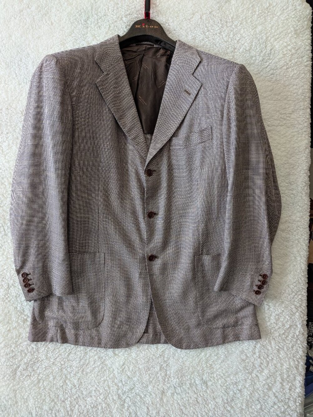 Kiton Napoli Men’s Cashmere Silk Check Sport Coat SZ 54 Drop 7R Hanger included